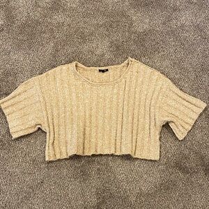 Papermoon Tan Ribbed Crop Top